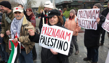 Protest za priznanje Palestine pred Državnim zborom v Ljubljani leta 2014