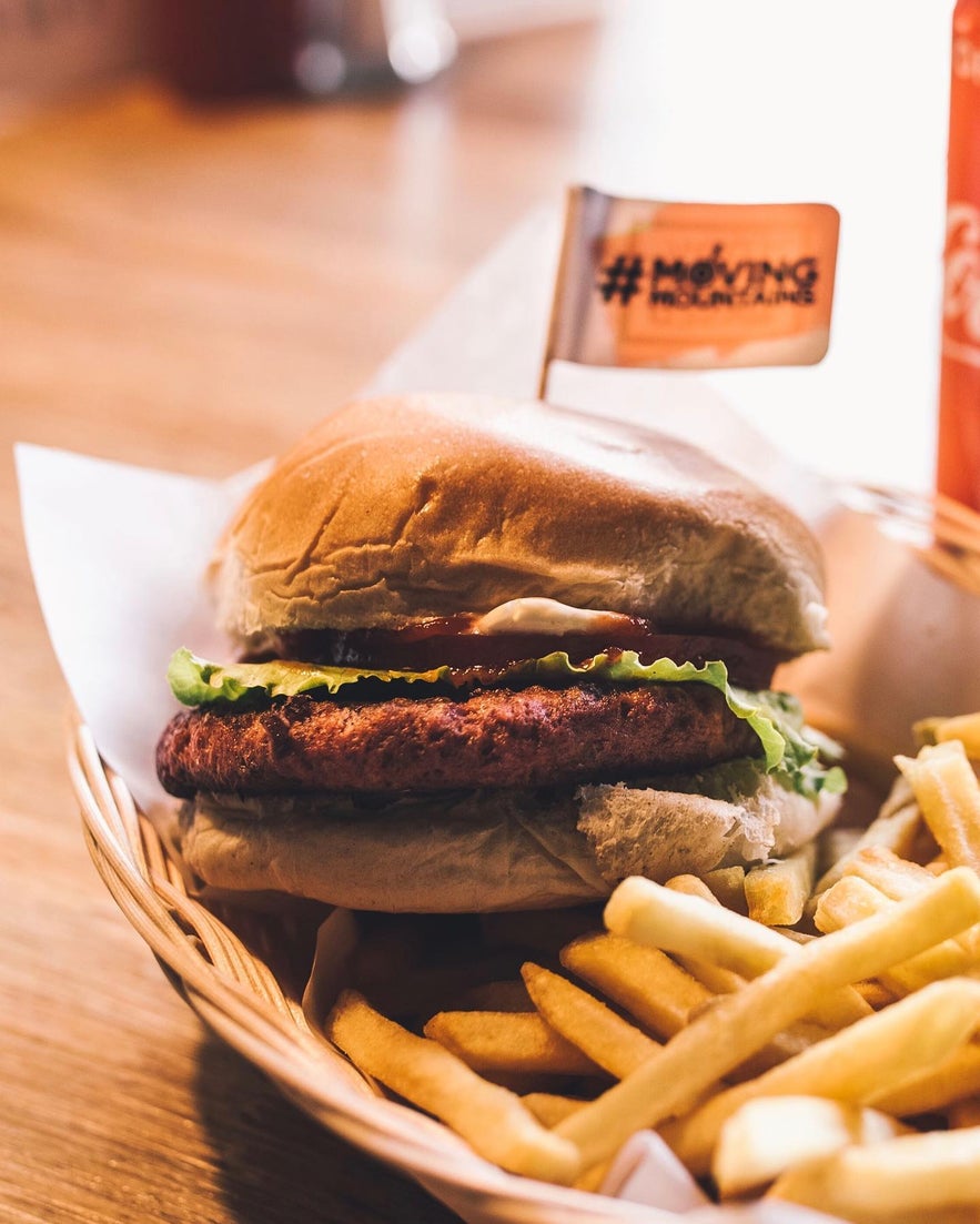 Delicious burger and crispy fries at Tommi's Burger Joint in Selfoss, Iceland.