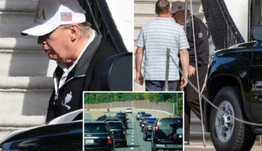 Donald Trump seen Sunday after strange speculation about his health