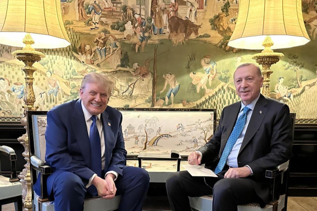 President Recep Tayyip Erdogan and U.S. President Donald Trump meet on the sidelines of the NATO Summit of Heads of State and Government in The Hague, Netherlands, on June 24, 2024. (Photo via Turkish Presidency)