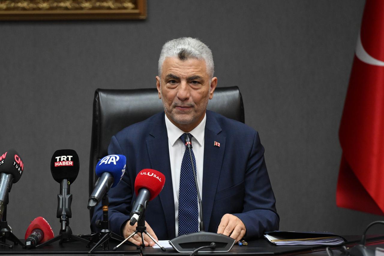 Turkish Trade Minister Omer Bolat speaks at the signing ceremony in Ankara, Türkiye on August 5, 2025. (AA Photo)