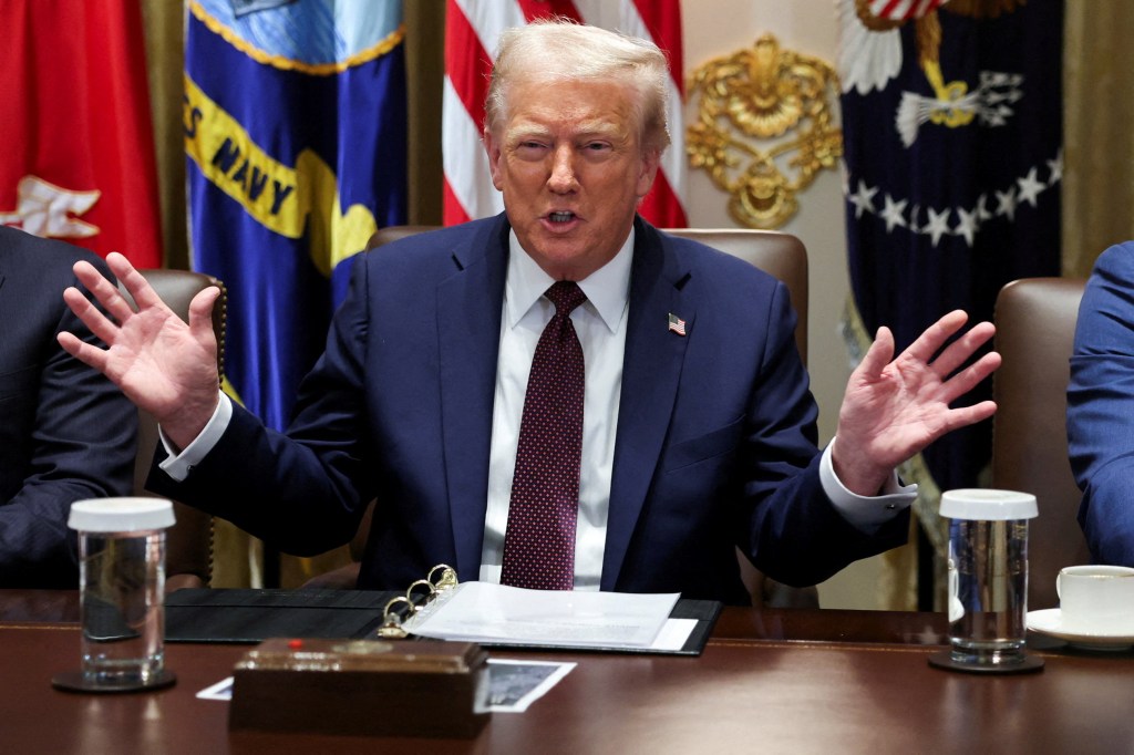 President Trump speaking at a cabinet meeting.