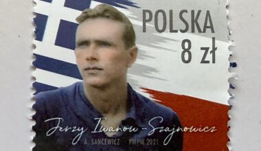 Does anyone know why this Polish stamp has the Greek flag on it?
