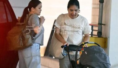 Mako and Kei Komuro spotted with new born at a shopping mall.