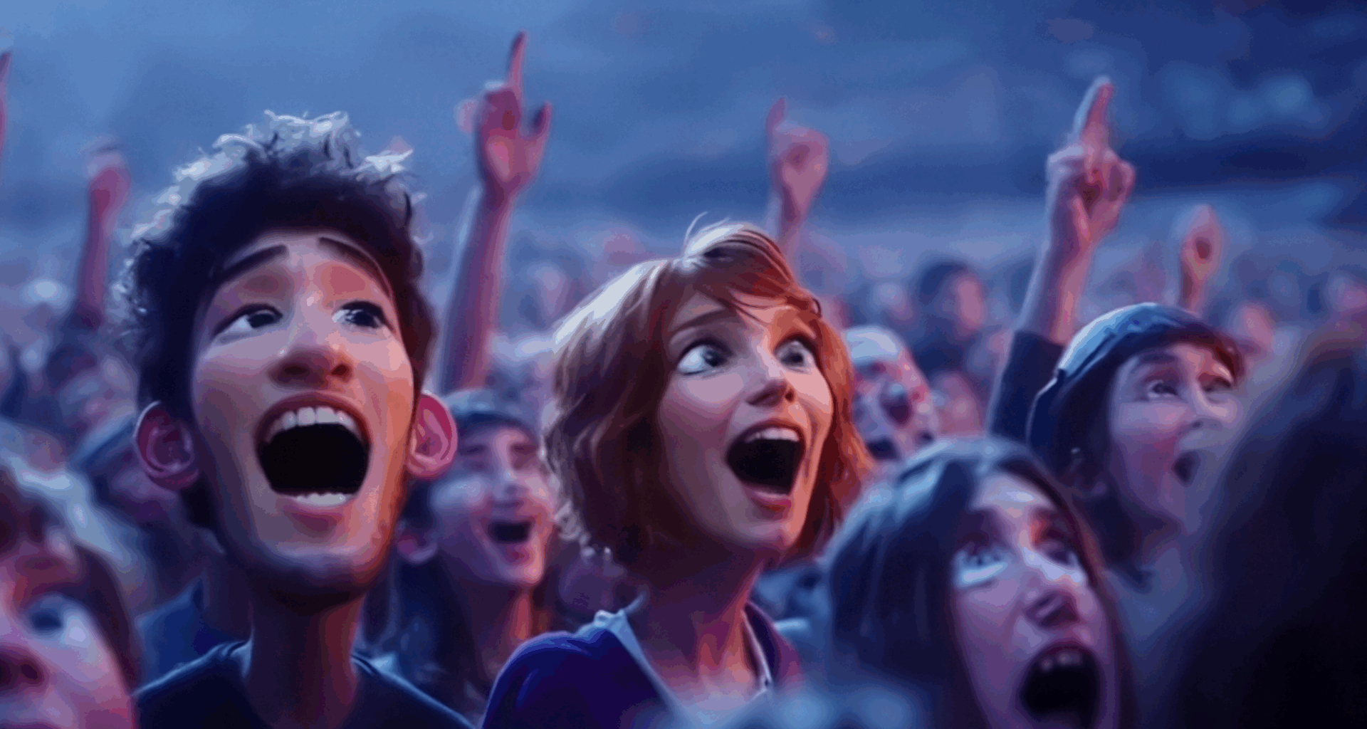 Some terribly AI-generated crowd members posted to a League of Legends: Wild Rift account on Weibo.