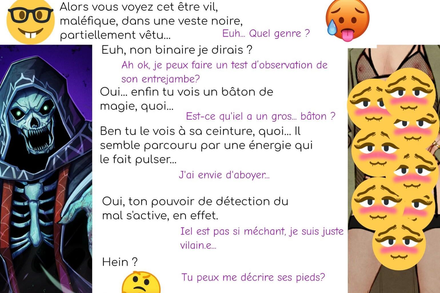 Je ne suis pas un MJ cornu, ce sont mes joueurs qui le sont, promis, ma description du boss n'est pas ambiguë (mais que le boss me bonque ne serait pas une mauvaise chose)