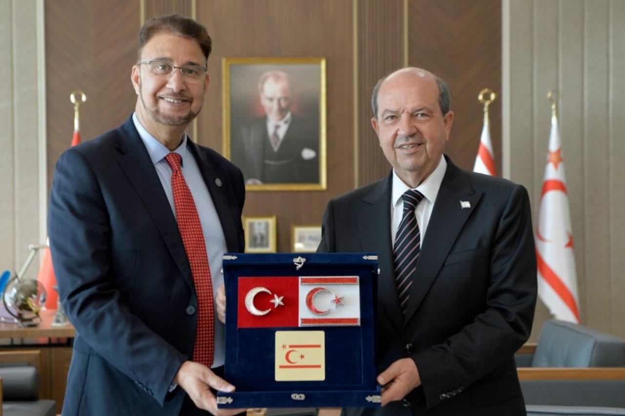Afzal Khan, former UK trade envoy to Türkiye, meets with Turkish Cypriot President Ersin Tatar during his visit to Turkish Cyprus in August 2025. (Photo via Presidency of the Turkish Republic of Northern Cyprus)