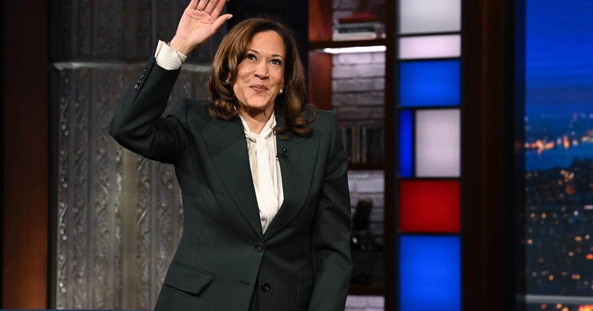 Kamala Harris tells Stephen Colbert the American system is 'broken'