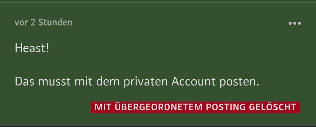 Wenn der Mitarbeiter bemerkt mit dem falschen Account gepostet zu haben..