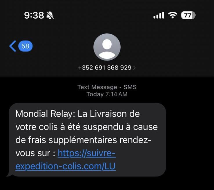 Beware of malicious messages regarding non-delivered packages