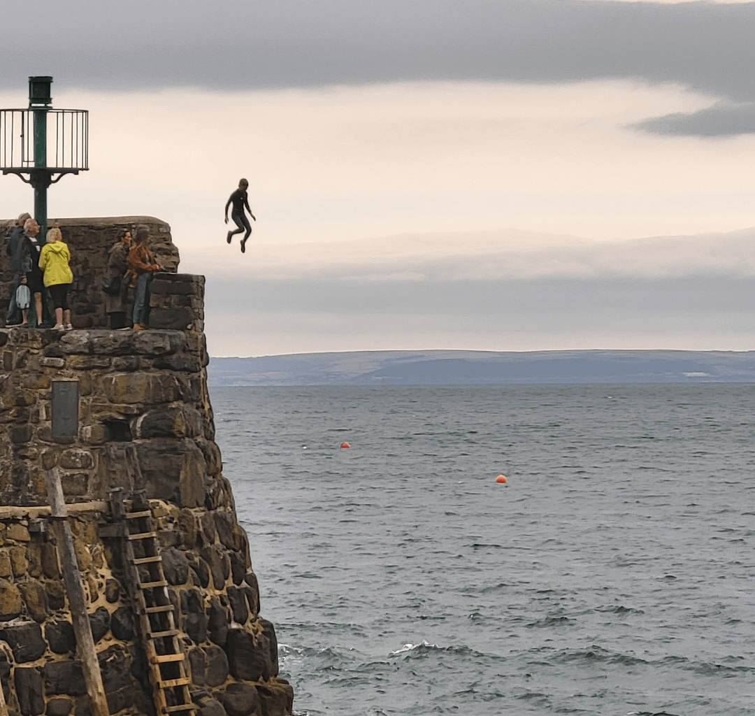 Sea jumping in Clovelly