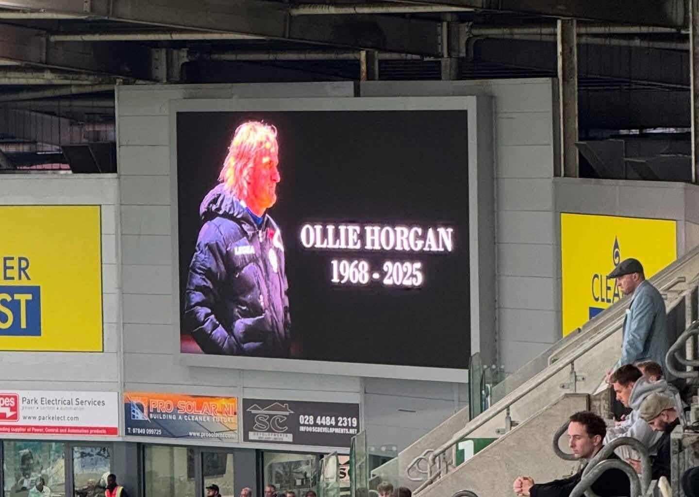 Linfield FC paying respects to Ollie Horgan, the Galway United assistant manager who has died at the age of 57.