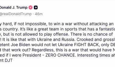Very interesting post from Trump. Is he implying that the US might start supplying weapons again, perhaps with ability to strike inside Russia?