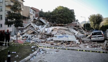 A view shows the destruction of a building and a car as search and rescue efforts continue at a collapsed three-story building after the 6.1-magnitude earthquake in the Sindirgi district of Balikesir, Türkiye, August 11, 2025. (AA Photo)