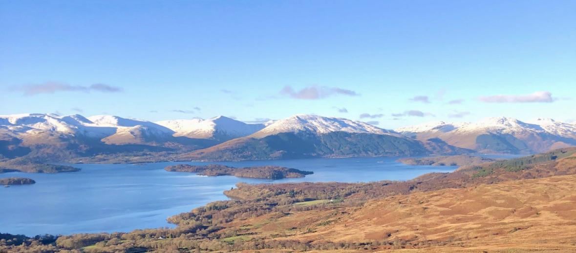 Hills over Loch Lomond Scotland.