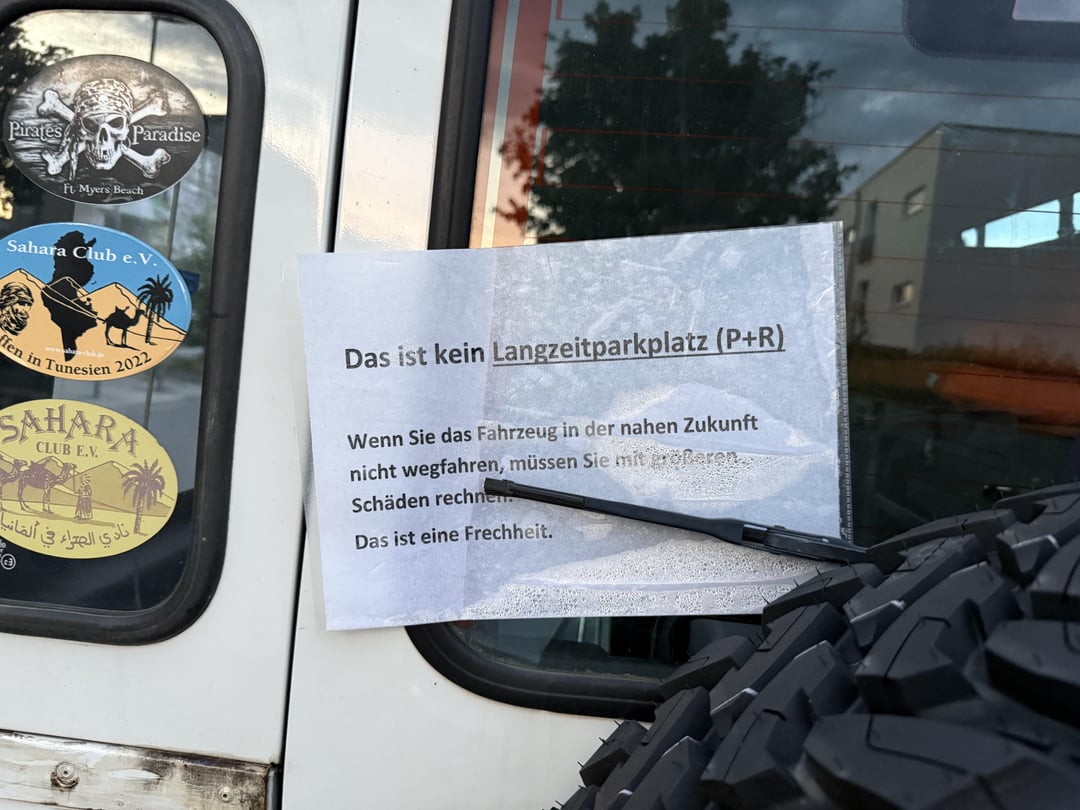 Found this message attached to m my truck. Parked at public space with no visible limitations, did I do something wrong?