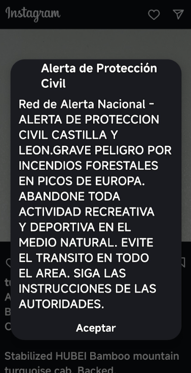 Acabamos de recibir está alerta de protección civil