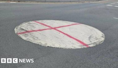 Police investigate England flag 'graffiti' on roundabout