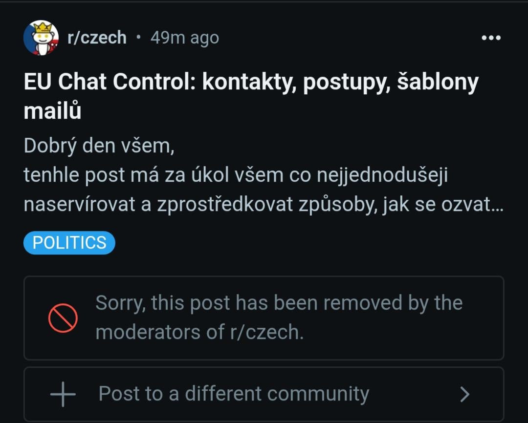 Mods mi smazali nezávadný post bez vysvětlení