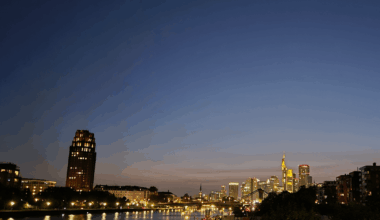 Frankfurt am main..august 9th 22h view from oosten restaurant