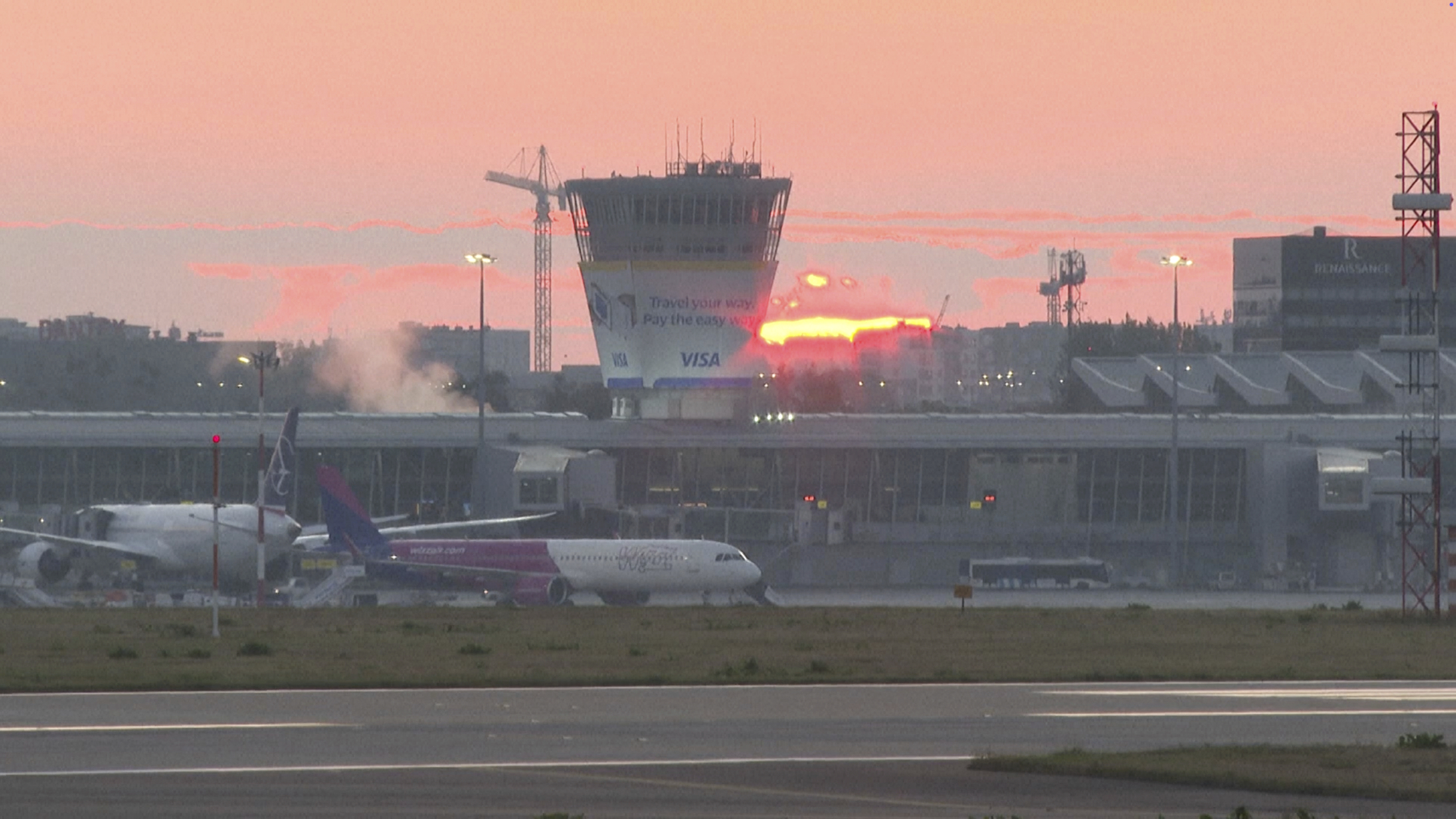 Aircraft parked at Chopin airport in Warsaw
