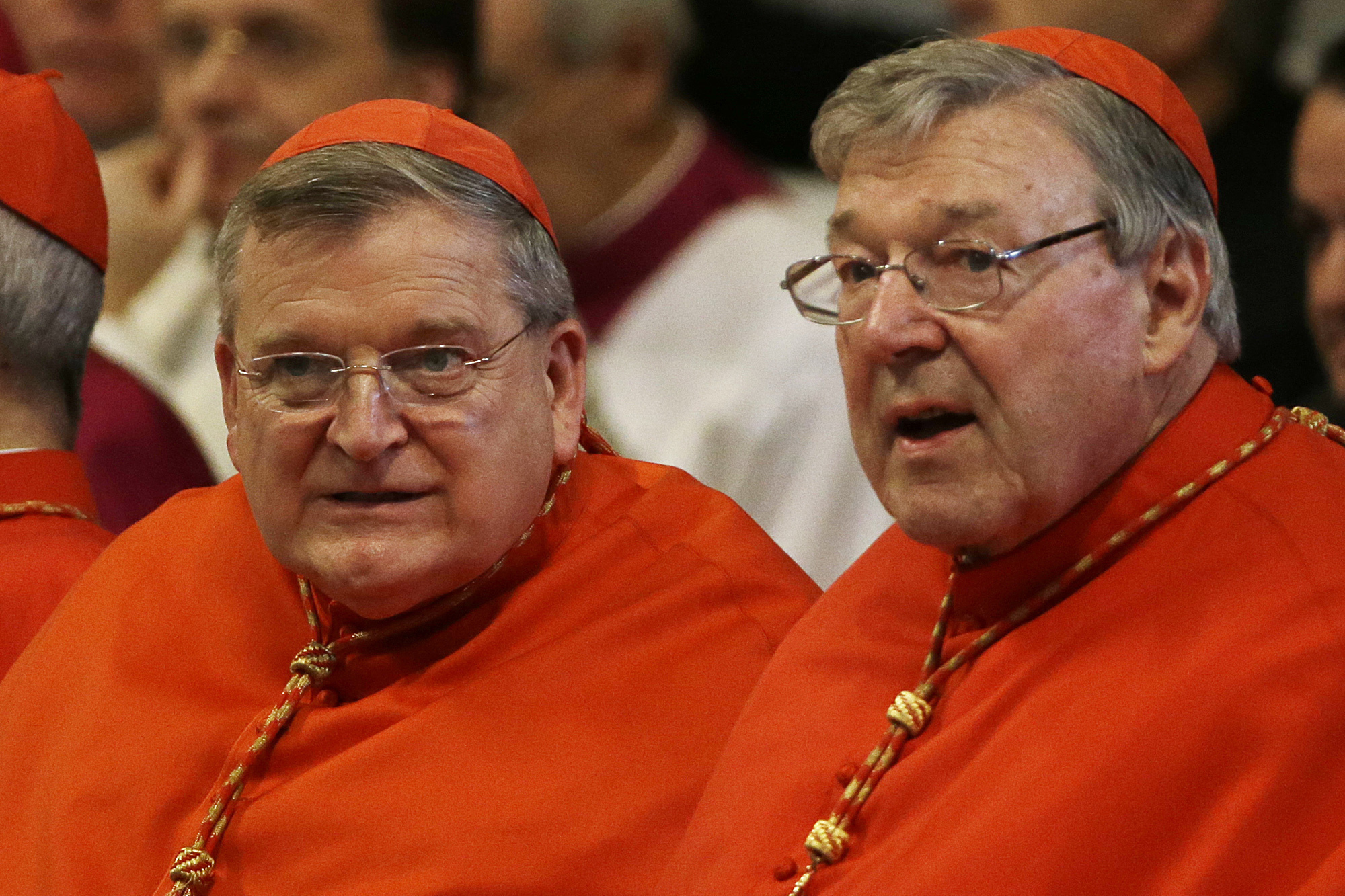 Cardinals Raymond Leo Burke and George Pell at the Vatican.