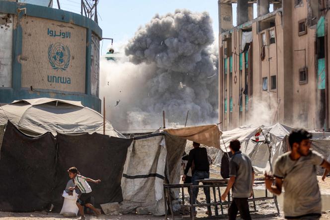 A bombing at one of the Islamic University of Gaza's buildings, in Gaza City, on September 14, 2025.