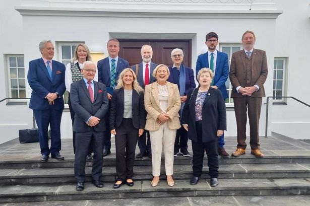 Martin Vickers MP, front left, and other MPs, front row, meet their Icelandic counterparts, including Iceland's President Halla Tómasdóttir, two from right in second row.