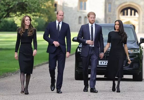 Kate, William, Harry and Meghan their way to view tributes to Queen Elizabeth II in September 2022
