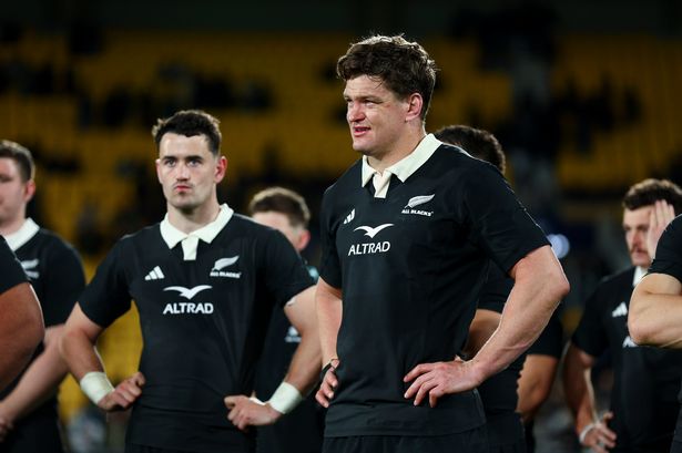 Scott Barrett of New Zealand look on in disappointment 