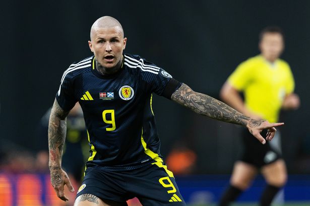 Scotland striker Lyndon Dykes in action