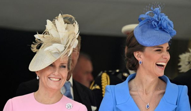 A relaxed-looking Kate is often seen with Sophie giggling at royal events