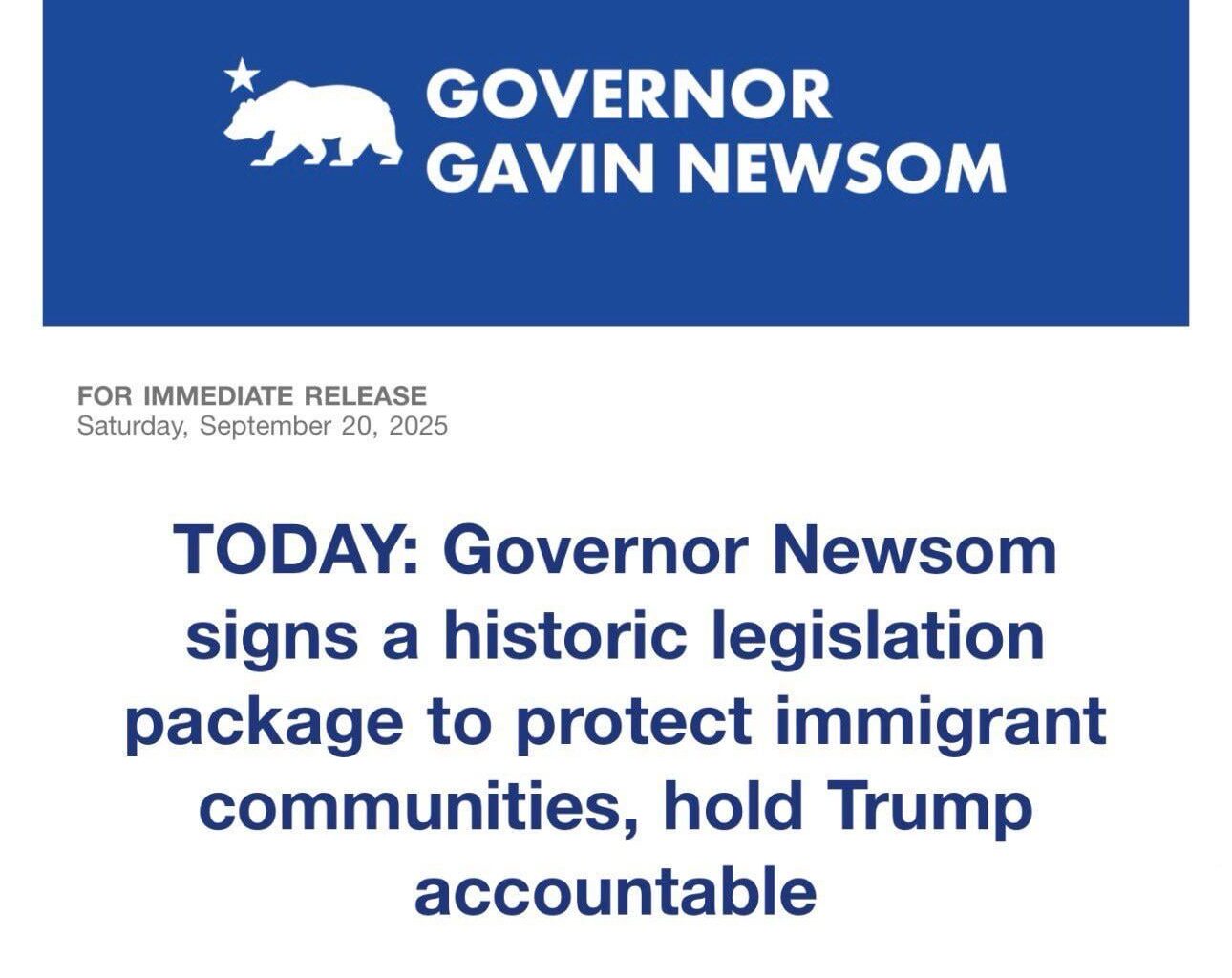 Newsom to Sign Anti-Trump Immigration Bill