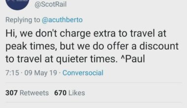 Today ScotRail officially scrap peak fairs, and this reminds me of my favourite Tweet of all time.