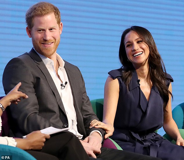 Prince Harry and Meghan in February 2018. She allegedly used to joke Harry and William had different parents due to how unlike one another the two are
