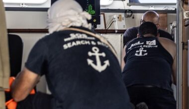 This is the moment a charity rescue ship came under heavy machine gun fire from the Libyan coastguard in the Mediterranean as its crew raced to help a stricken migrant boat