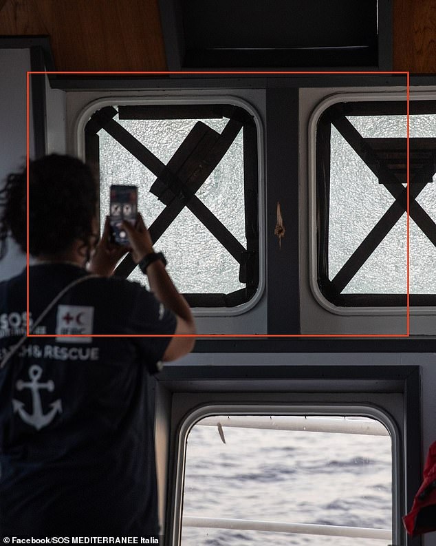 The windows of the ship suffered damage as the coast guard fired in an attack that is said to have lasted around 15 to 20 minutes