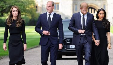 Kate Middleton alongside Prince William, Prince Harry and Meghan Markle outside Windsor Castle following the death of Queen Elizabeth II