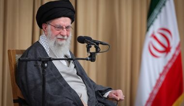 Iranian supreme leader Ayatollah Ali Khameni speaking during a meeting with members of the Iranian cabinet in Tehran