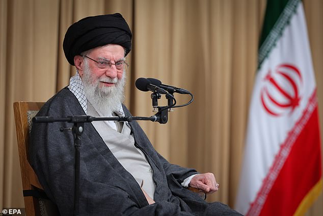 Iranian supreme leader Ayatollah Ali Khameni speaking during a meeting with members of the Iranian cabinet in Tehran