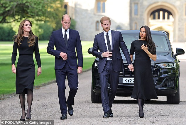 Since Harry stepped down from royal duties in 2020, they have only been pictured with other family members at the state funerals of Prince Philip and Queen Elizabeth; seen in 2022 after death of Queen Elizabeth II