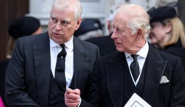 Prince Andrew and King Charles at last week's funeral of the Duchess of Kent