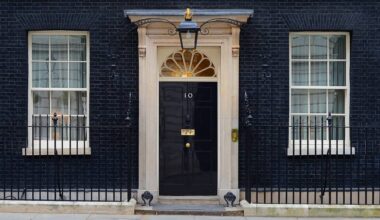 Front view of 10 Downing Street, UK government headquarters