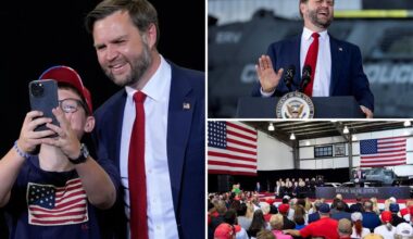 JD Vance pauses mid-speech to take selfie with boy who ‘skipped school’ to see VP