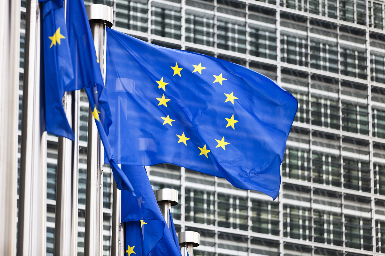 European Union flags in Brussels