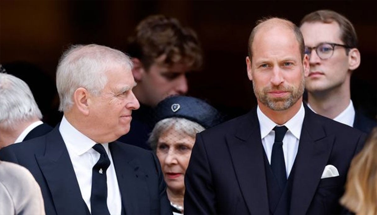 Prince William and Prince Andrew at the Duchess of Kents funeral