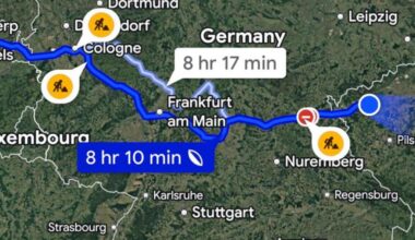 En route stops from CZ to BE