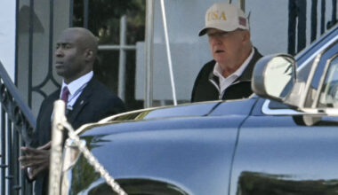 President Donald Trump exits the White House