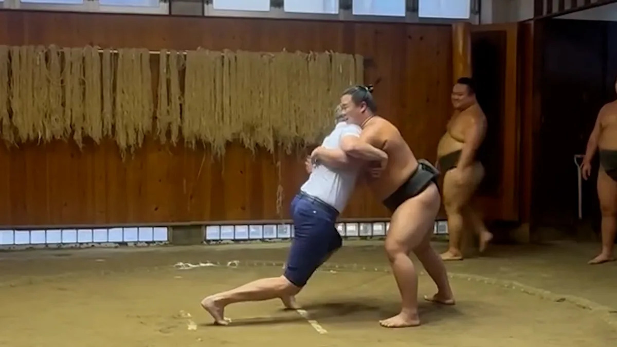 Watch Eric Trump, sumo wrestler go toe-to-toe in Japan: 'Almost had him!'