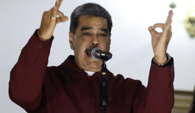 Nicolas Maduro gestures while speaking